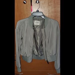 Sage Crop Bomber Jacket